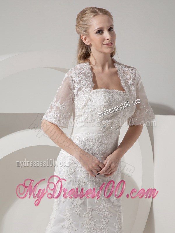 Mermaid Button Down Back Wedding Gowns with Beading Appliques Jacket