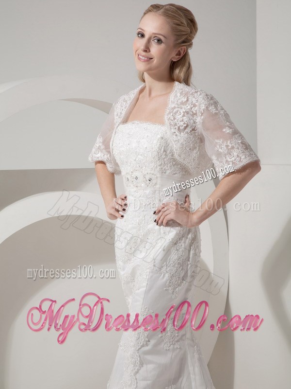 Mermaid Button Down Back Wedding Gowns with Beading Appliques Jacket