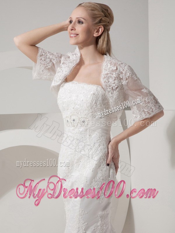 Mermaid Button Down Back Wedding Gowns with Beading Appliques Jacket