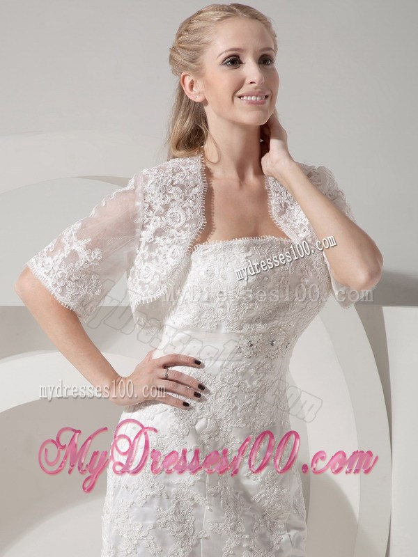 Mermaid Button Down Back Wedding Gowns with Beading Appliques Jacket