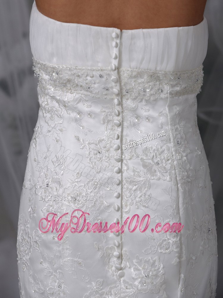 Beautiful Mermaid Strapless Court Train Lace and Chiffon Ruch We