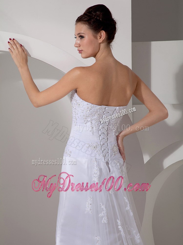 Appliques and Jewelry Decorated Mermaid Bridal Gowns with Watteau Train