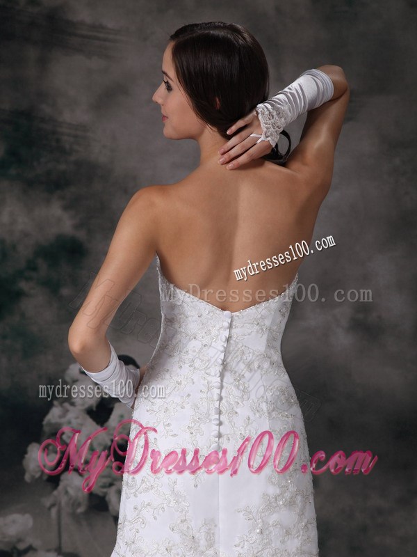 Elegant Sweetheart Mermaid Lace Decoration White Bridal Dress