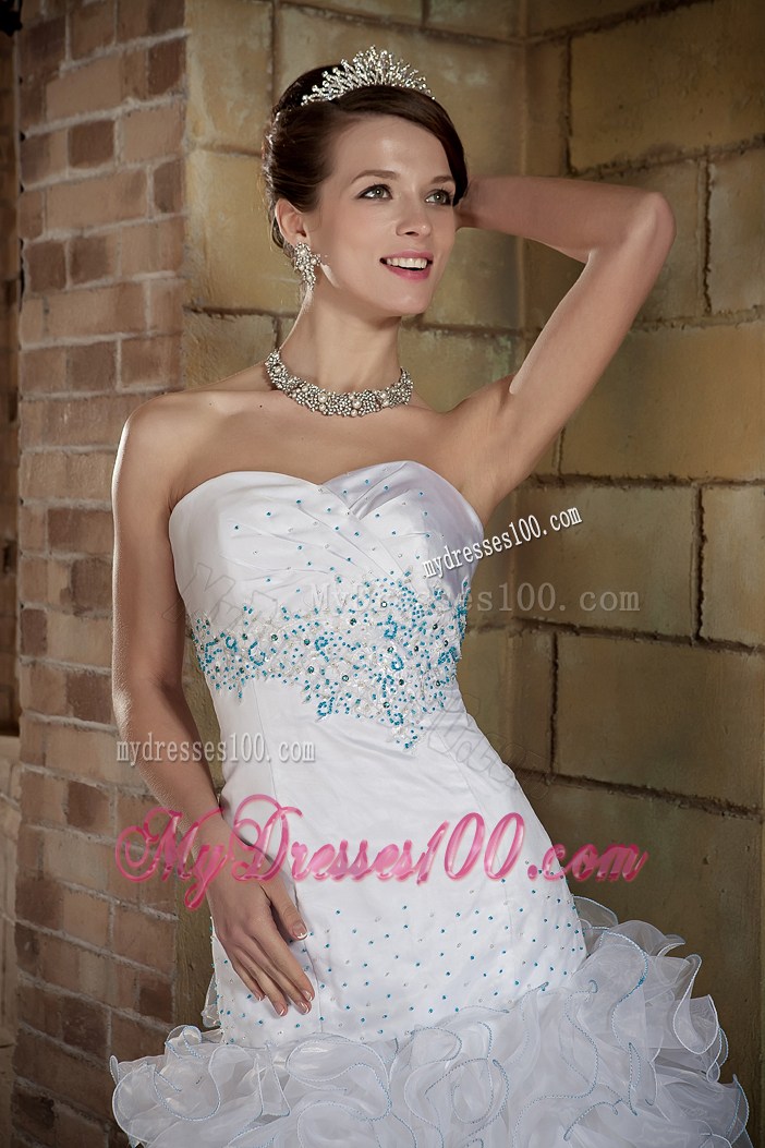 Ruffles and Beaded Embroidery Decorate Floor-length Wedding Gown