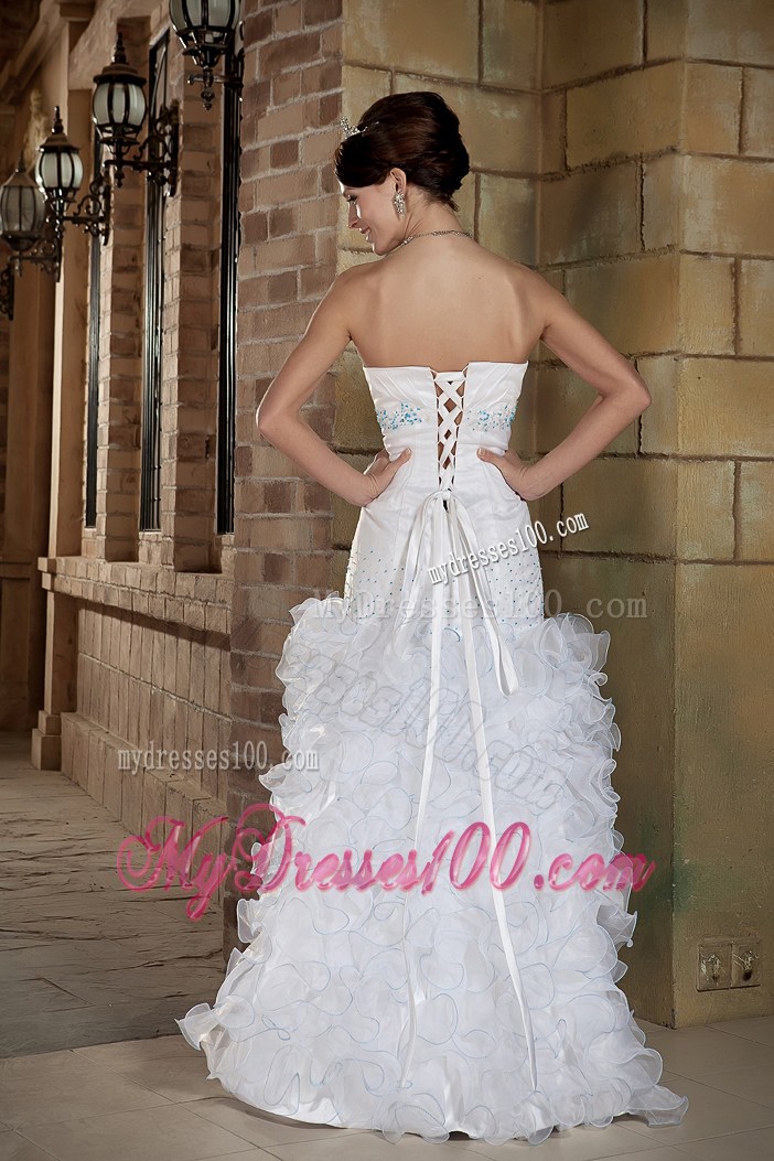 Ruffles and Beaded Embroidery Decorate Floor-length Wedding Gown