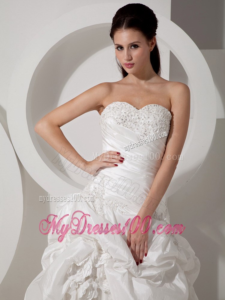 Detachable Off The Shoulder Bridal Gowns with Pick-ups and Lace Hemline