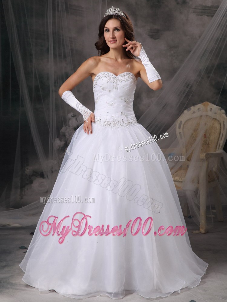 Appliques with Diamonds Decorated Strapless Puffy Dresses for Brides