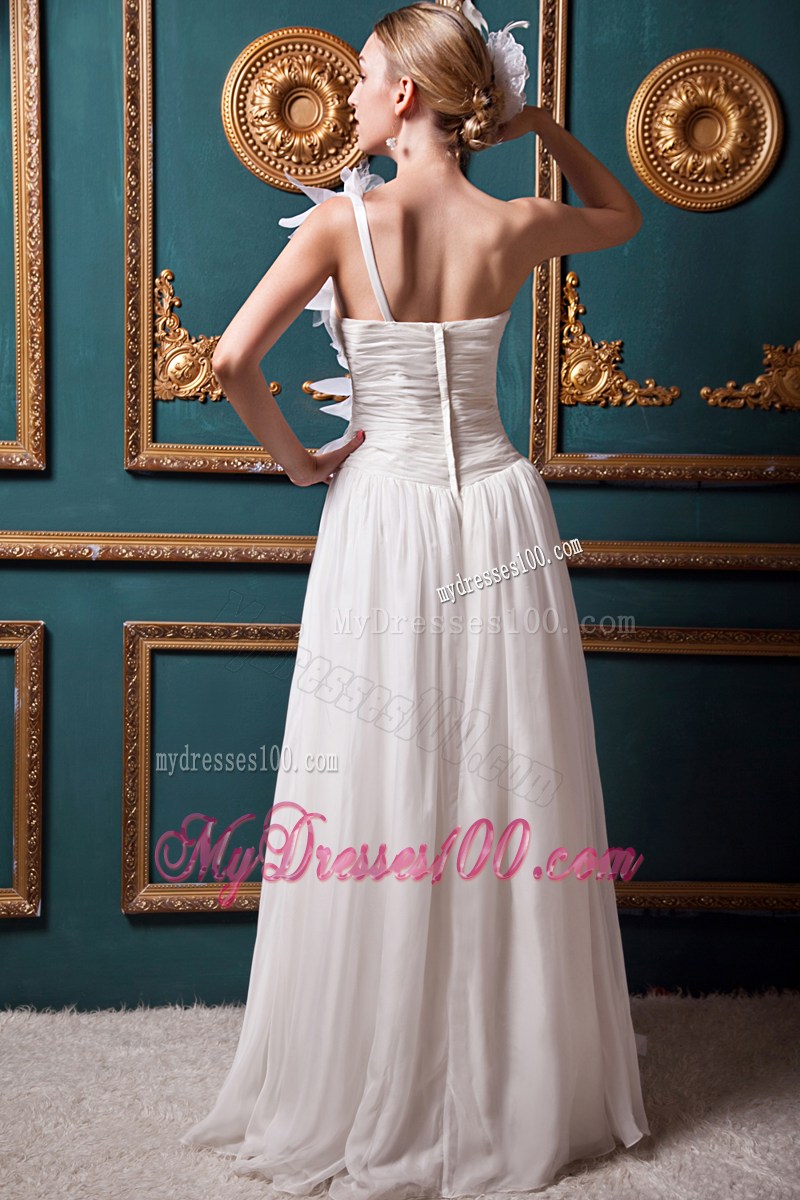 Full Length One Shoulder Wedding Dresses Decorated with Ruffles