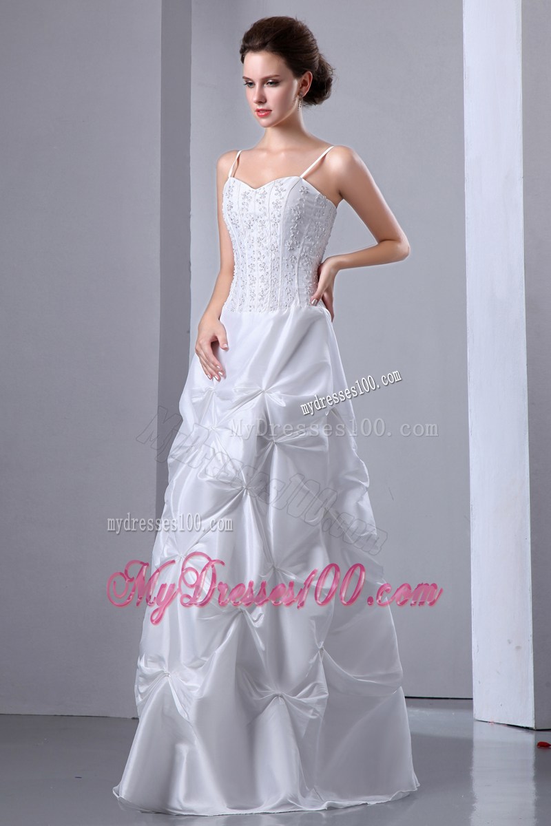 Diamonds and Pick-ups Spaghetti Straps Floor-length Bridal Dresses