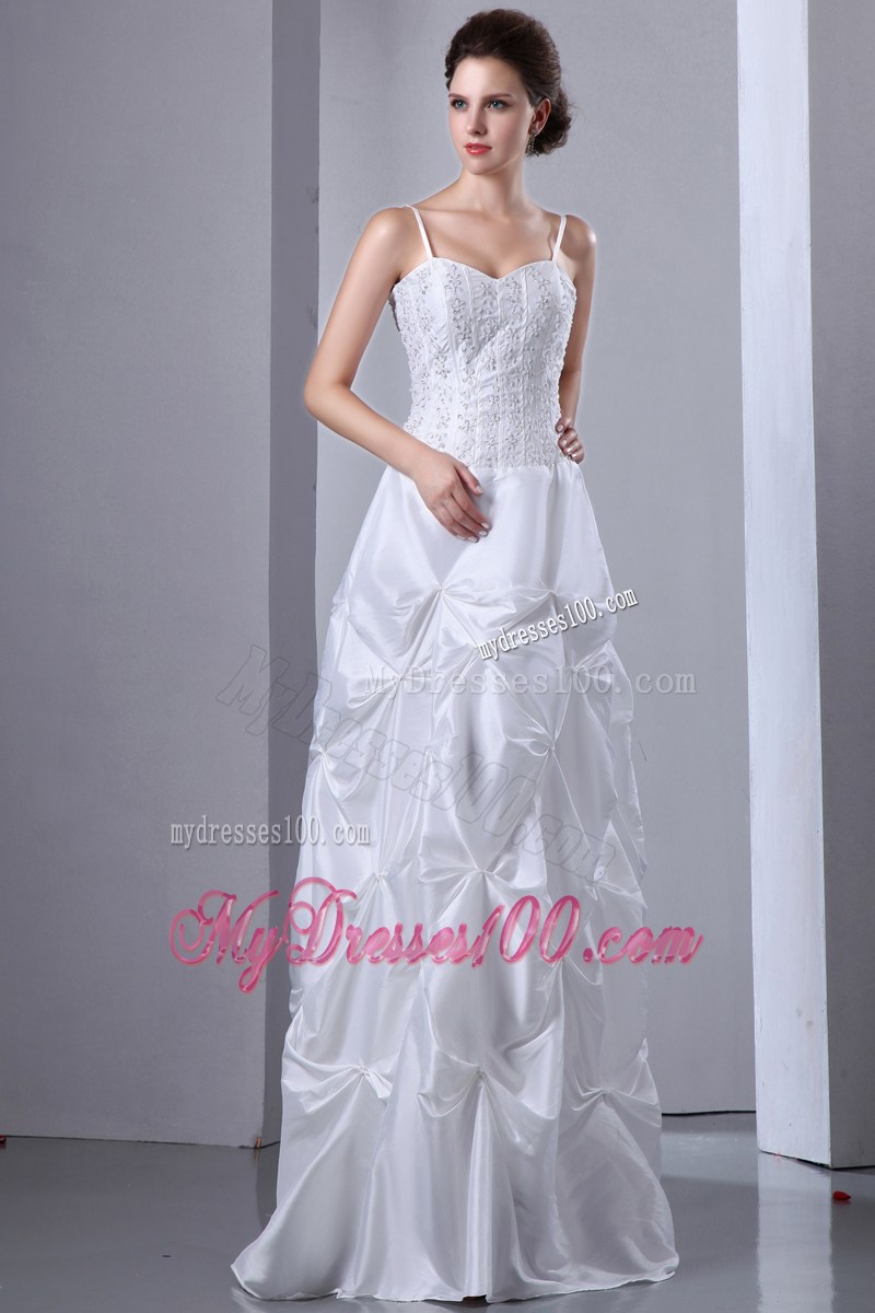 Diamonds and Pick-ups Spaghetti Straps Floor-length Bridal Dresses