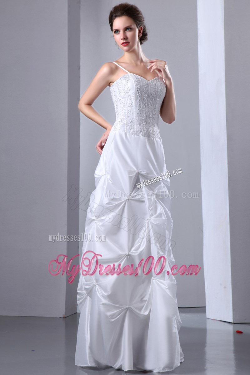 Diamonds and Pick-ups Spaghetti Straps Floor-length Bridal Dresses