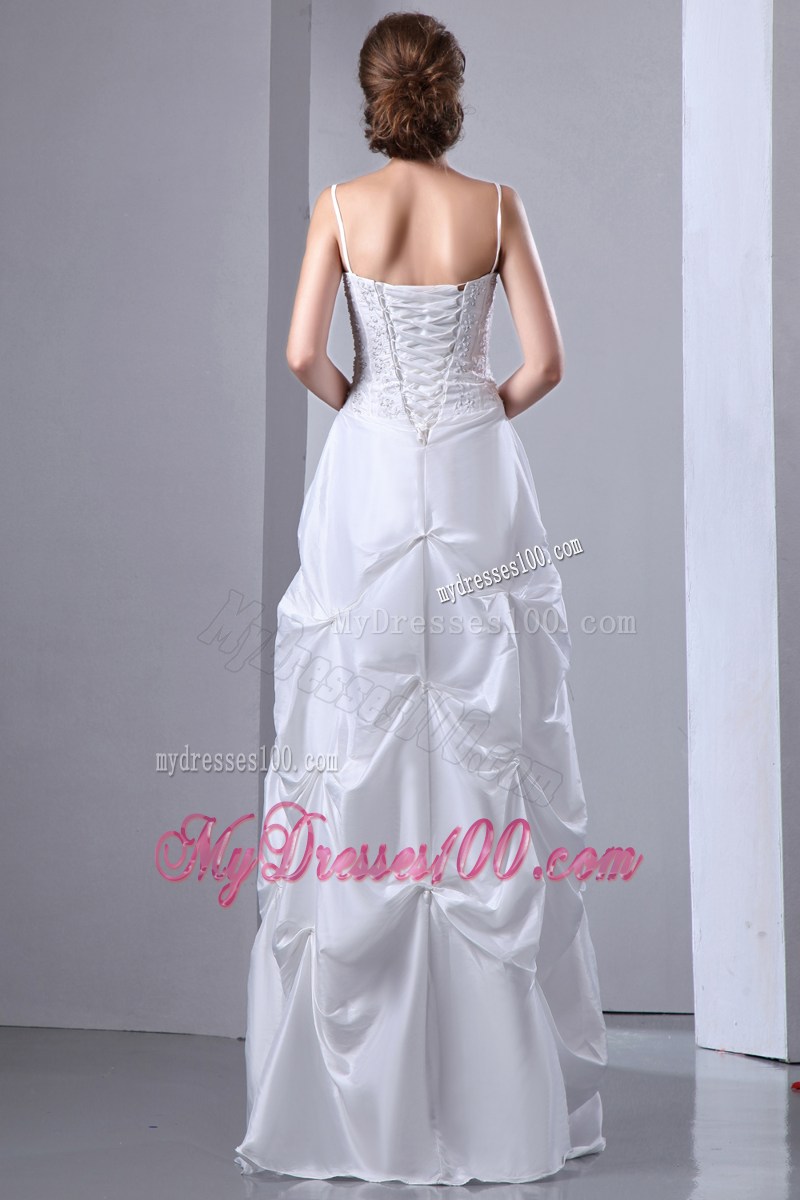 Diamonds and Pick-ups Spaghetti Straps Floor-length Bridal Dresses
