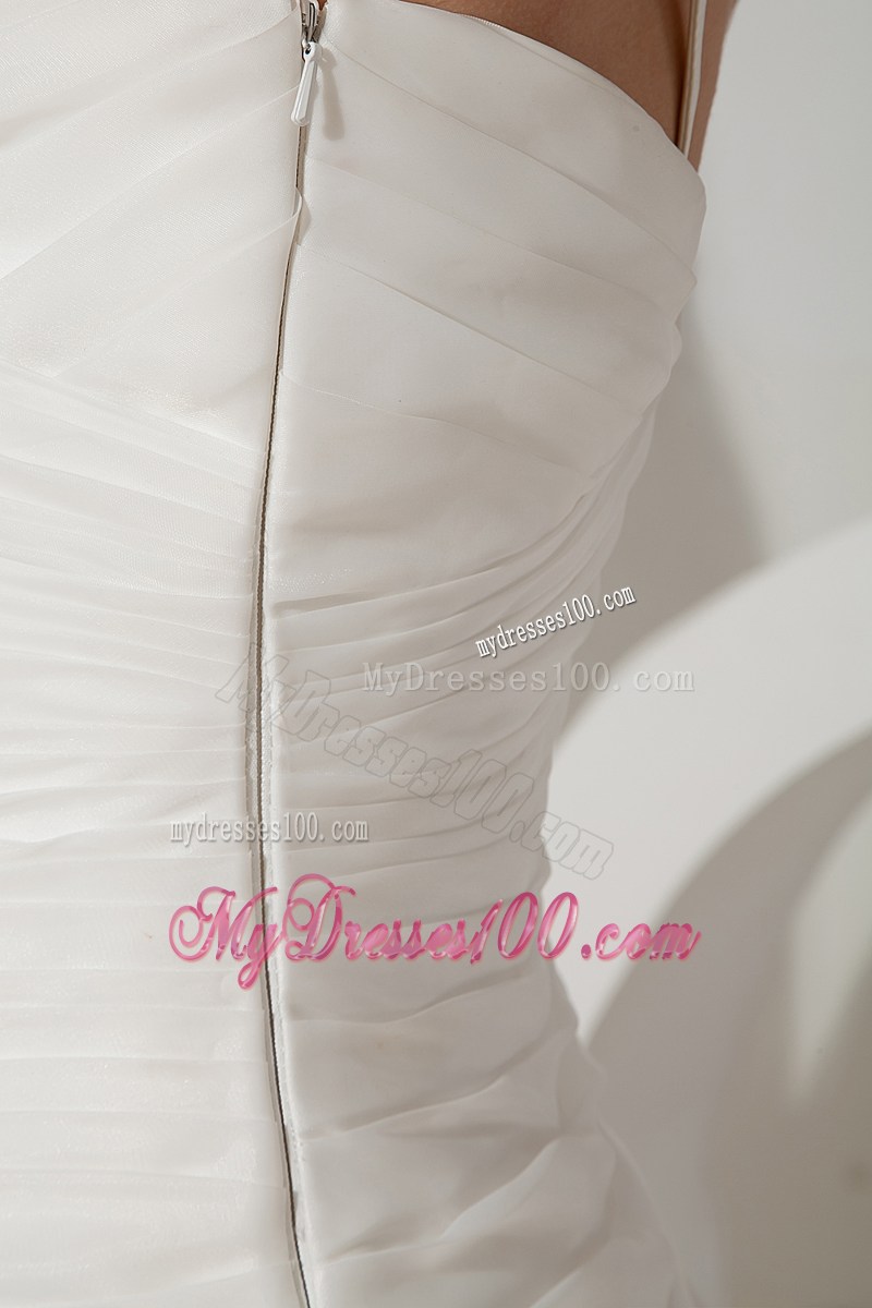 Elegant Straps Brush Train Hand Made Flowers Wedding Dress
