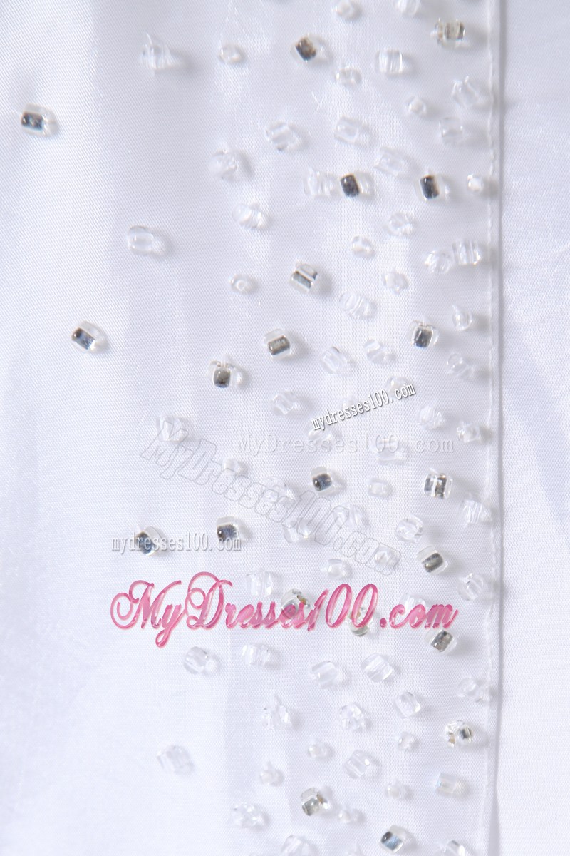 Wide Straps Ruching Brush Train Wedding Dress with Shining Beadings