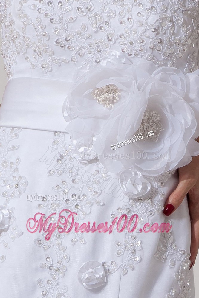 Beading Appliques and Diamonds Decorated Court Train Wedding Dresses