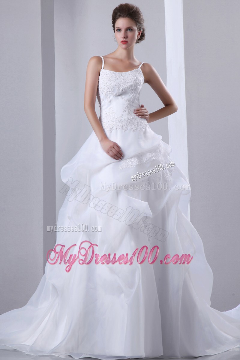 Puffy Pick-ups Jewelry and Appliques Court Train Wedding Dresses