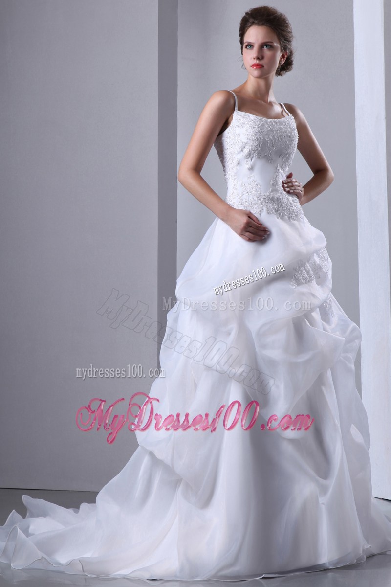 Puffy Pick-ups Jewelry and Appliques Court Train Wedding Dresses