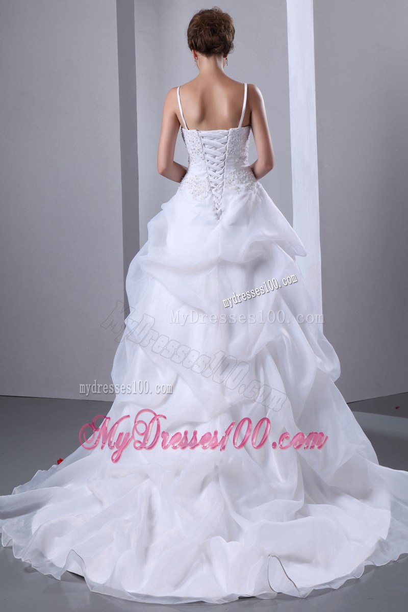 Puffy Pick-ups Jewelry and Appliques Court Train Wedding Dresses