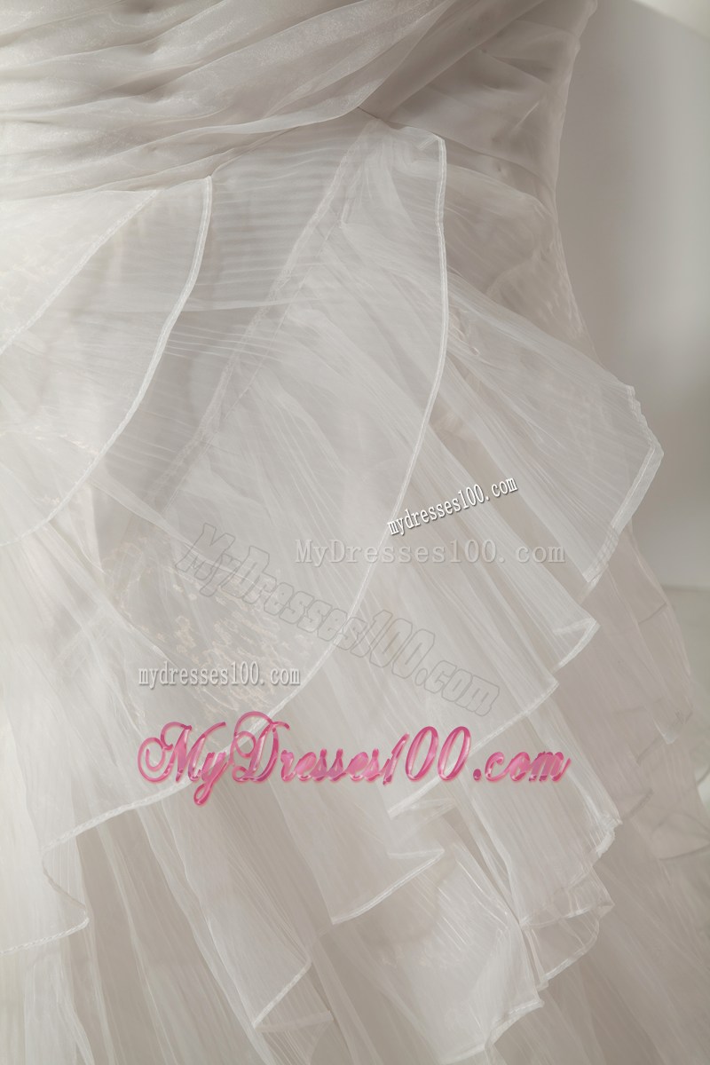 Asymmetrical Mermaid Court Train Ruffles Layered Wedding Dress