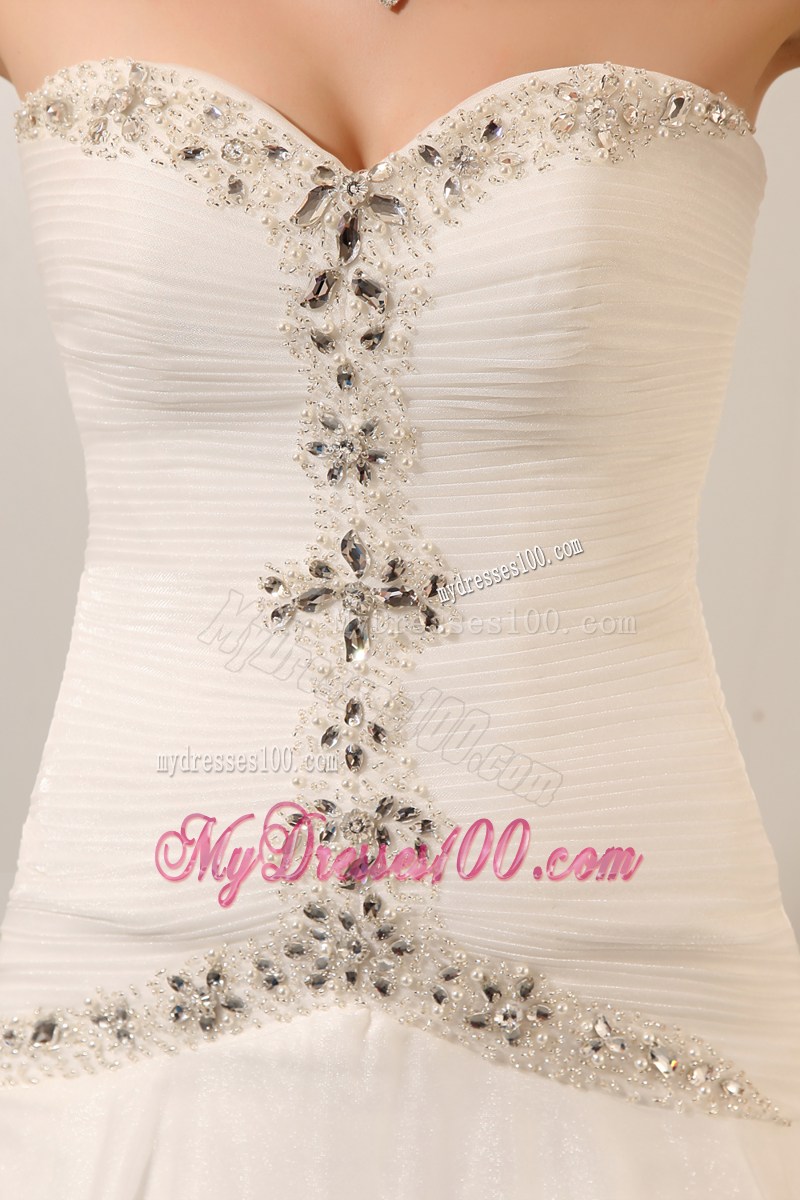 2013 Formal Sweetheart Beading Wedding Dress with Chapel Train