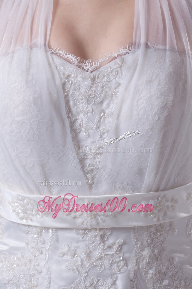 Halter Mermaid Court Train Beaded and Appliqued Wedding Dresses