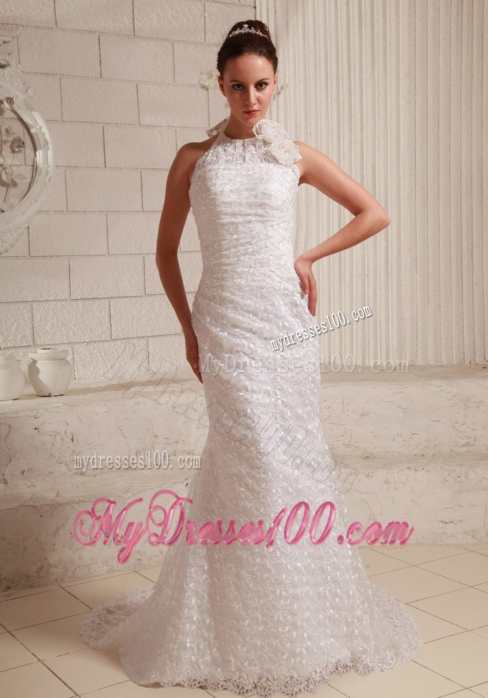 The Brand New Style Mermaid White Lace Wedding Dress Halter Top