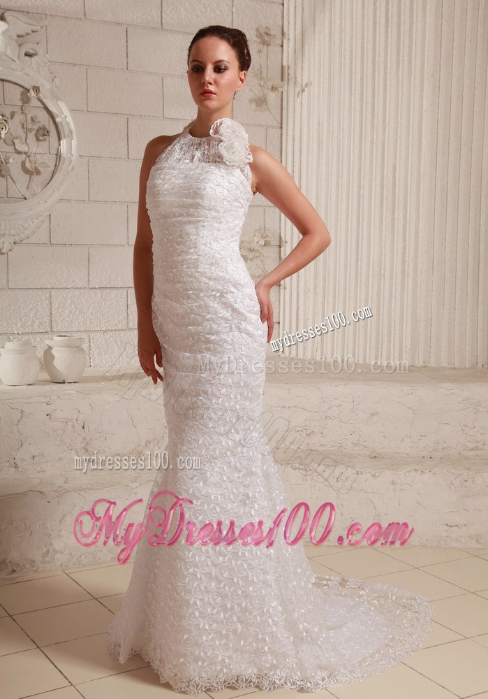 The Brand New Style Mermaid White Lace Wedding Dress Halter Top