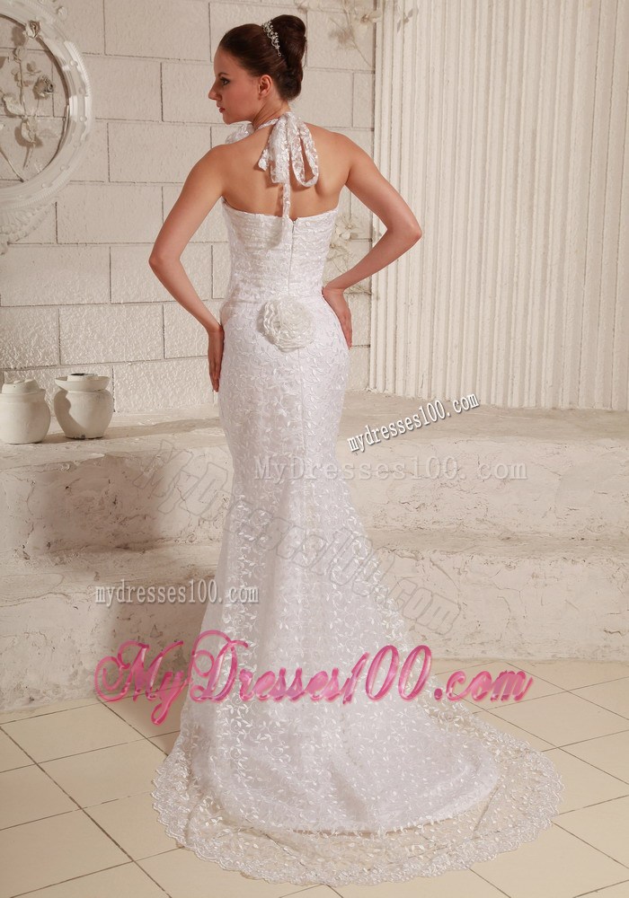 The Brand New Style Mermaid White Lace Wedding Dress Halter Top