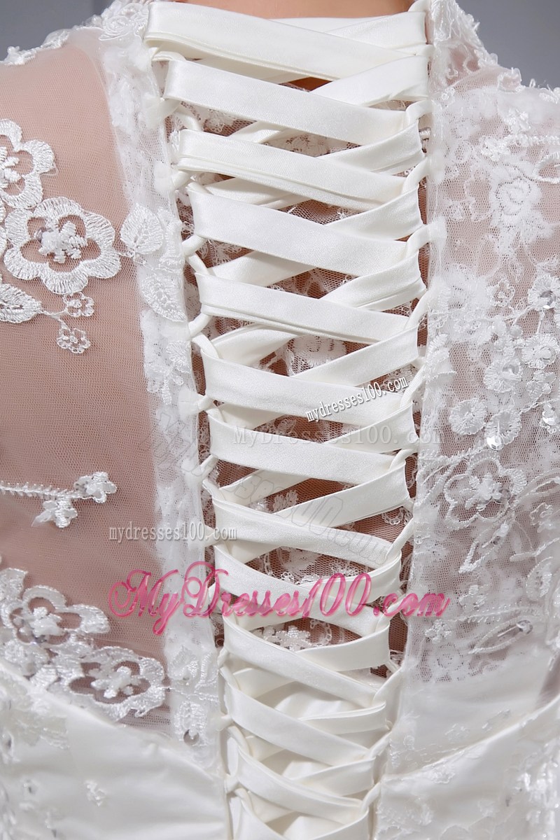 Mermaid 3 4-Length Sleeve White Wedding Dress Court Train