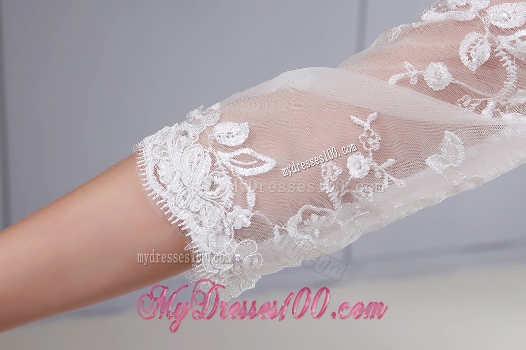 Mermaid 3 4-Length Sleeve White Wedding Dress Court Train