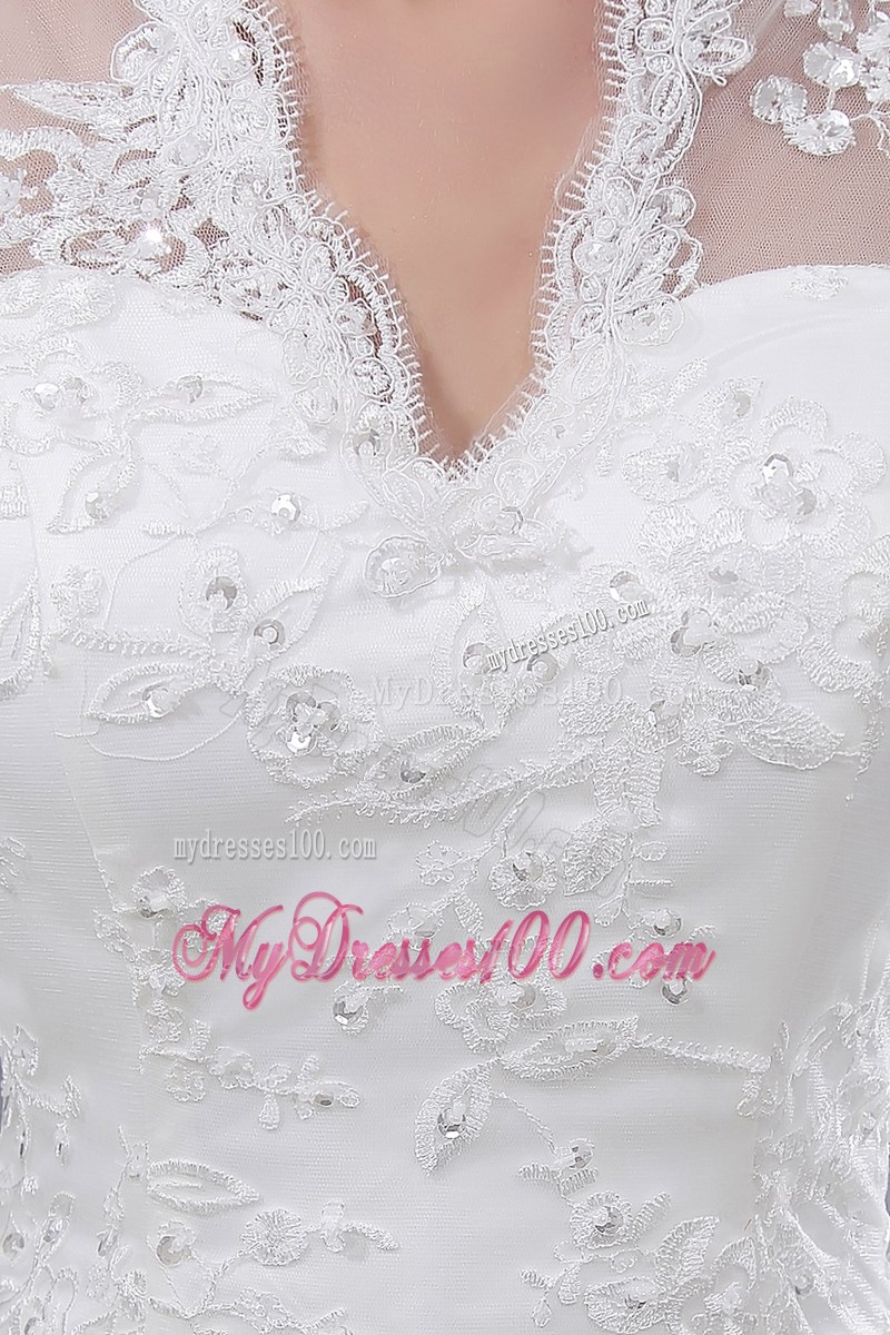Mermaid 3 4-Length Sleeve White Wedding Dress Court Train