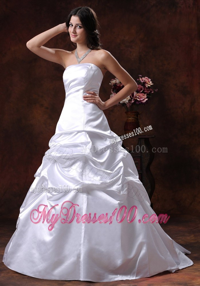 Lace-Up Back Pick-ups Bodice Bridal Gowns in White For All Beauties