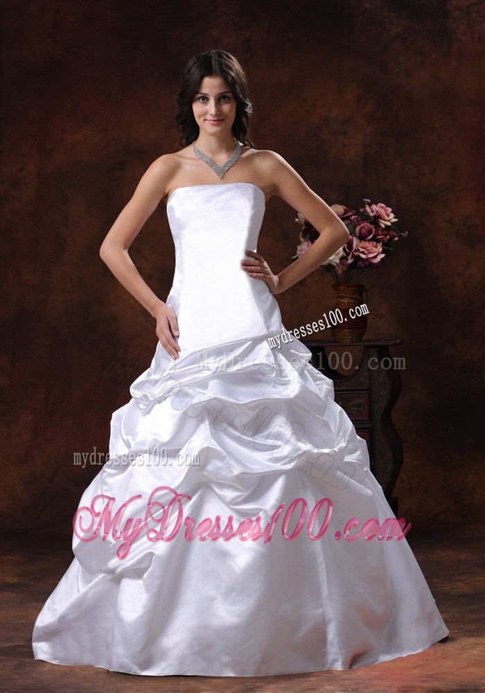 Lace-Up Back Pick-ups Bodice Bridal Gowns in White For All Beauties