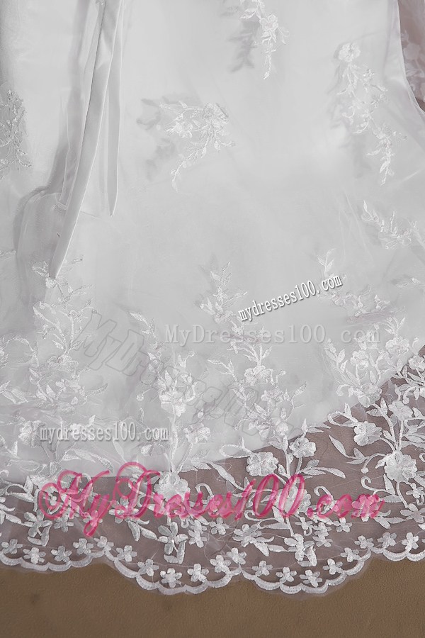 Strapless Sweetheart Sash Appliques Court Train Wedding Dresses