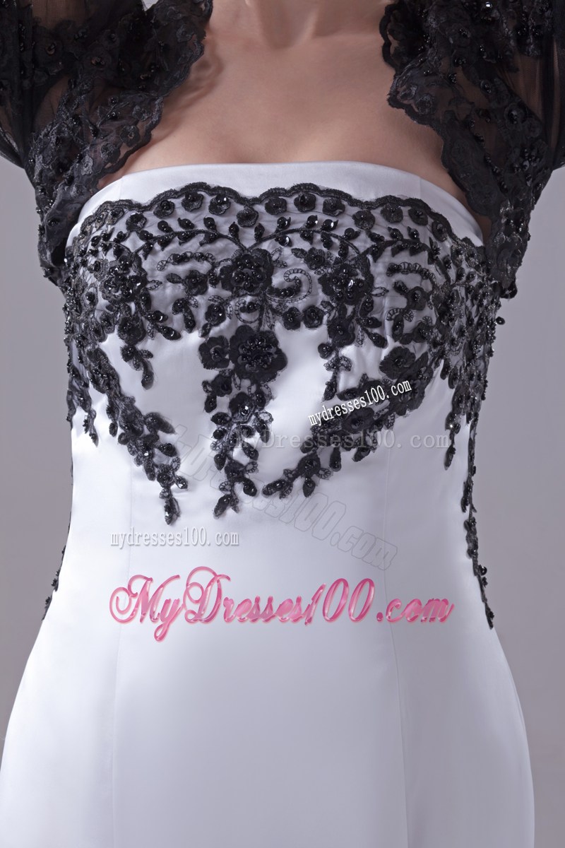 Classic Black and White Satin and Chiffon Wedding Dresses with Jacket