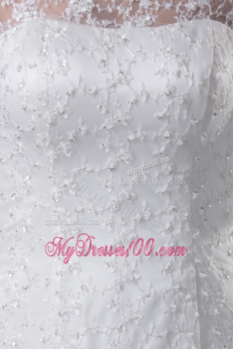 Off-the-shoulder 3 4-Length Sleeve Lace White Wedding Dress