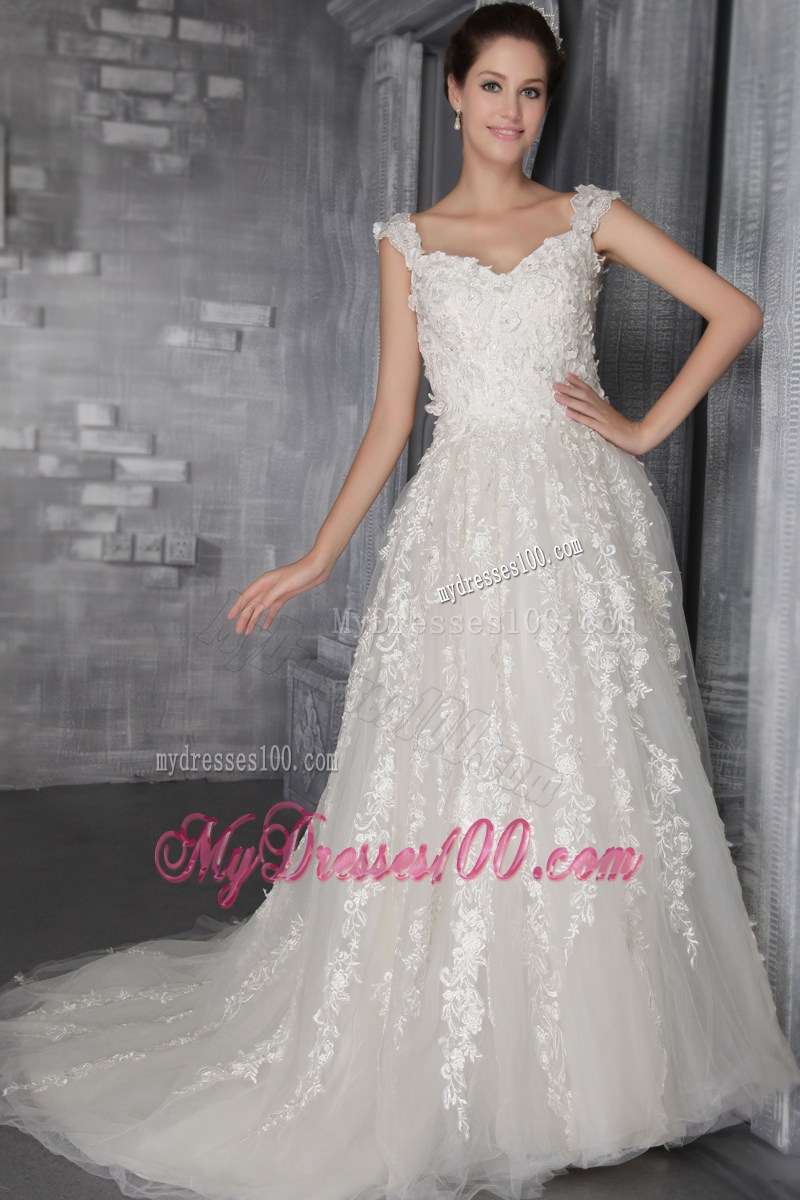 Recommended Floral Embellishment Straps White Lace Wedding Gown