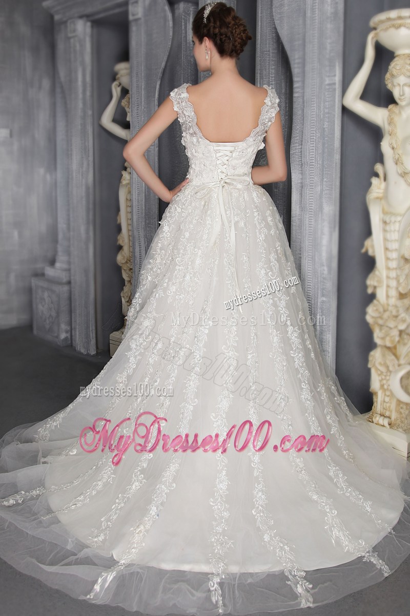 Recommended Floral Embellishment Straps White Lace Wedding Gown