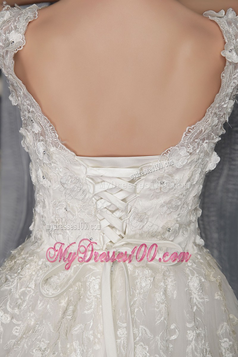 Recommended Floral Embellishment Straps White Lace Wedding Gown