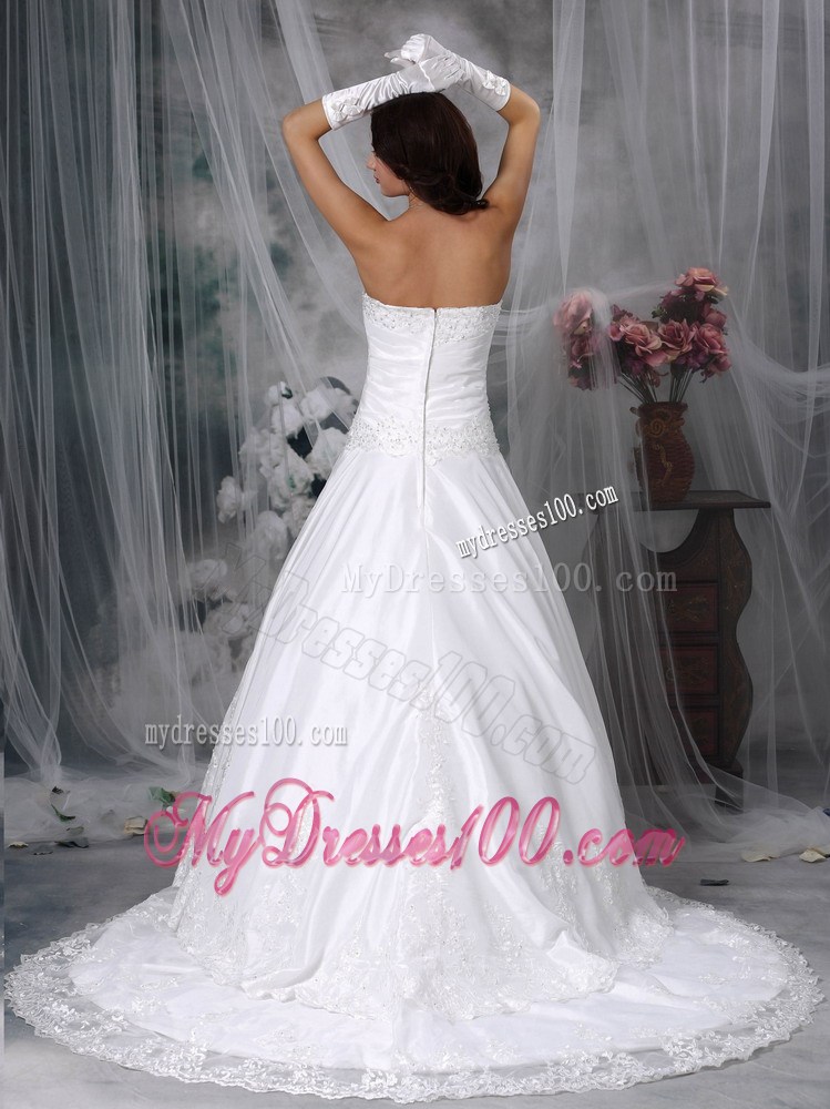 Beadings and Appliques Decorated Bridal Gowns with Lace Flowers Hemline