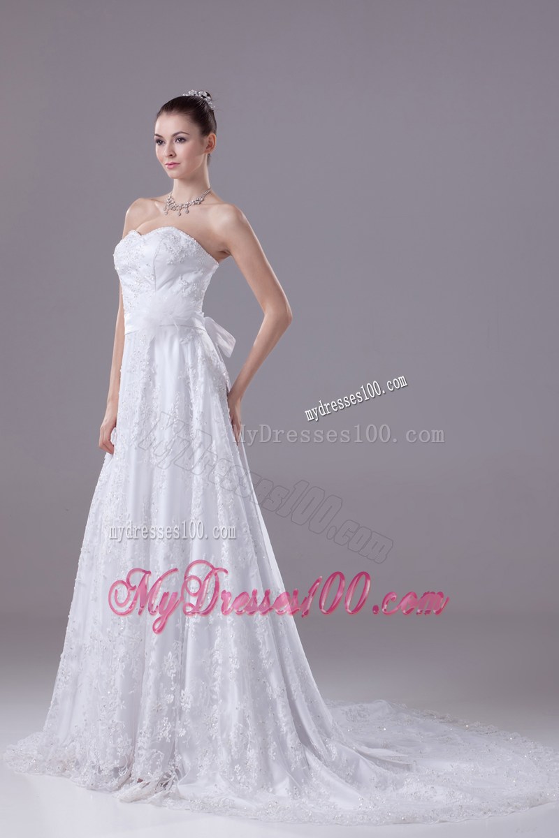 Sequins and Sash Accent Princess Wedding Dress with Court Train