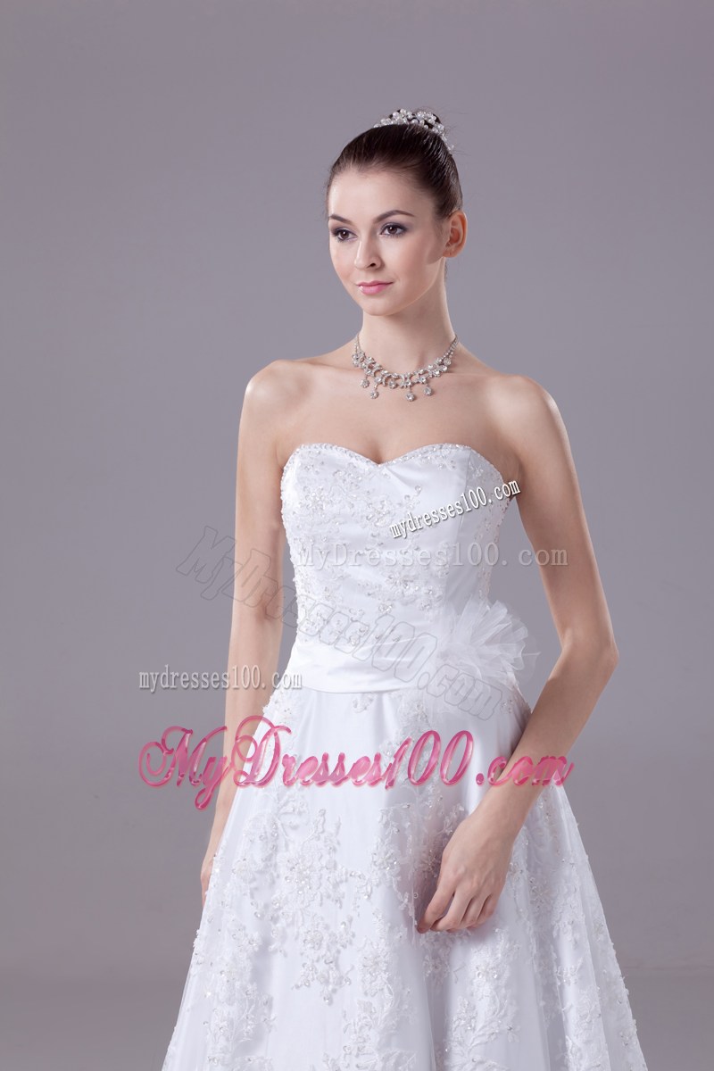 Sequins and Sash Accent Princess Wedding Dress with Court Train