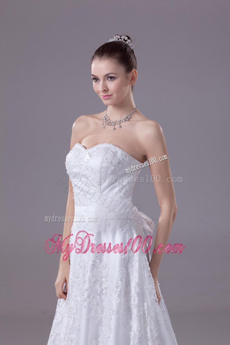 Sequins and Sash Accent Princess Wedding Dress with Court Train