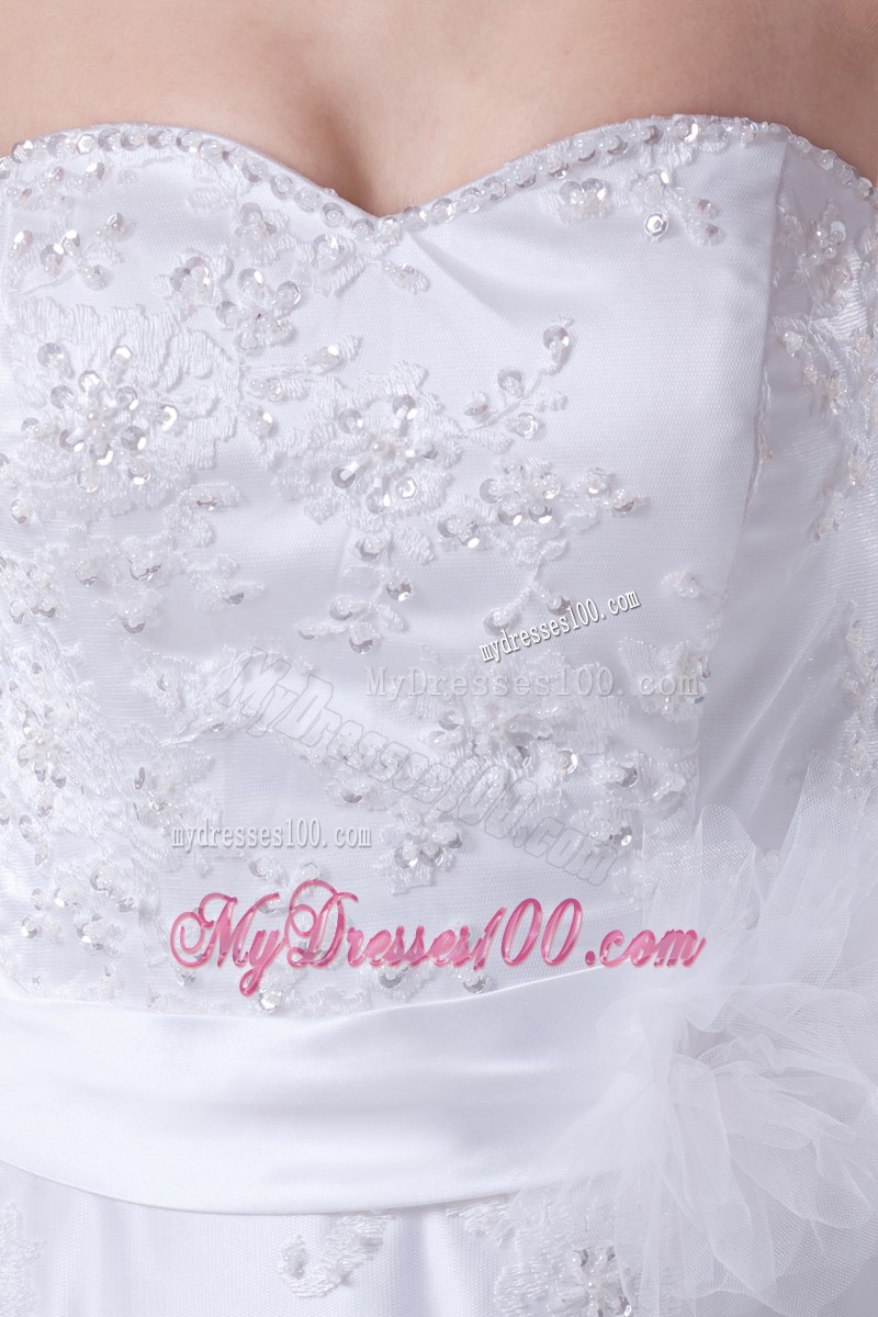 Sequins and Sash Accent Princess Wedding Dress with Court Train