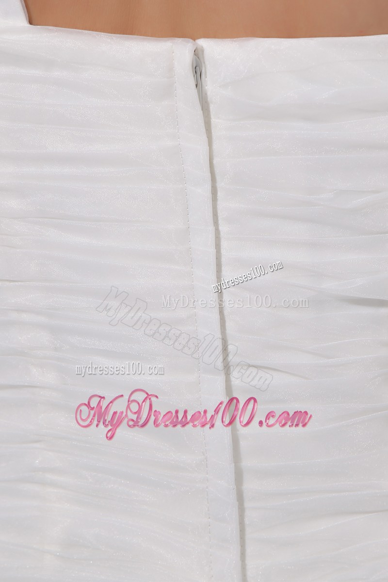 One Shoulder Court Train Sleeveless Ruched Dresses for Wedding