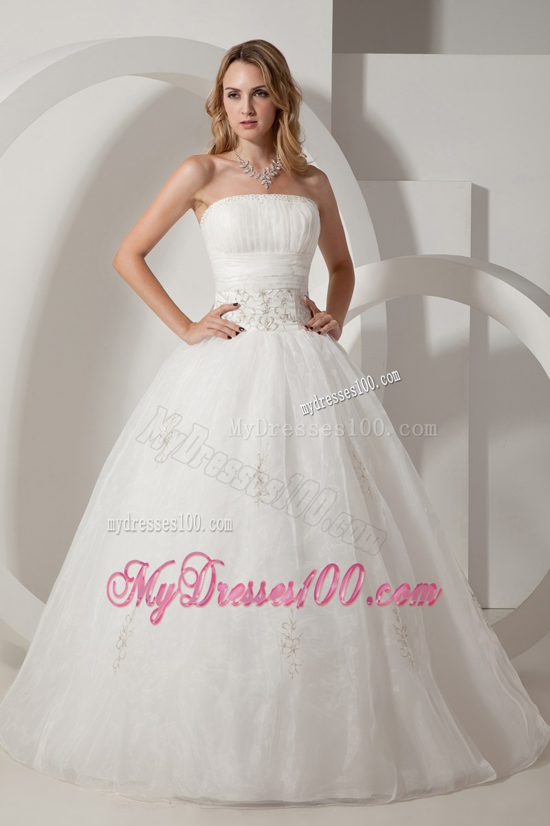 Pretty Ball Gown Strapless Embroidery and Beading Bridal Gown