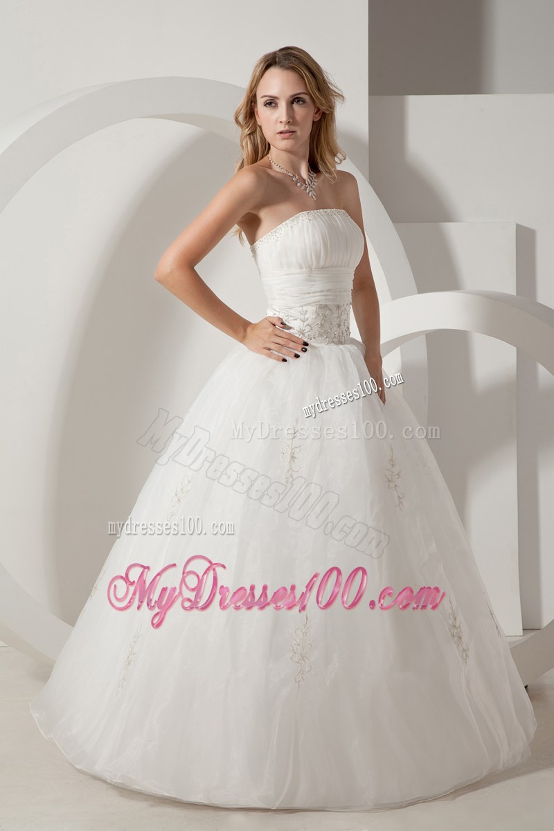 Pretty Ball Gown Strapless Embroidery and Beading Bridal Gown