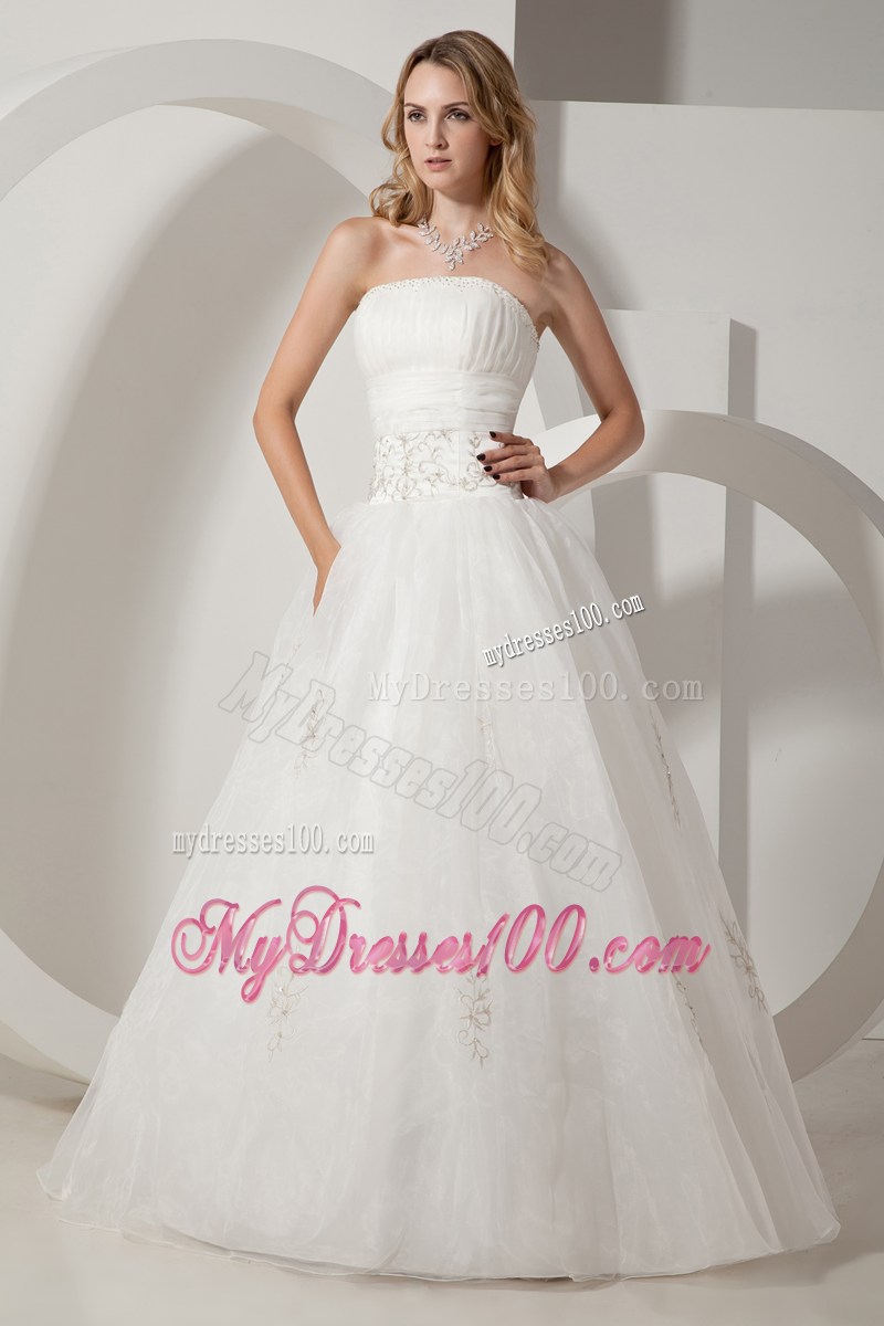 Pretty Ball Gown Strapless Embroidery and Beading Bridal Gown