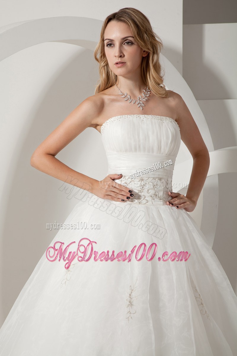 Pretty Ball Gown Strapless Embroidery and Beading Bridal Gown