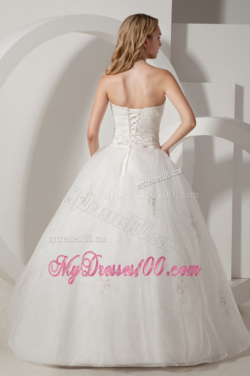 Pretty Ball Gown Strapless Embroidery and Beading Bridal Gown